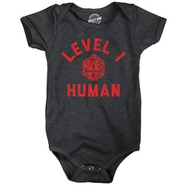 Level 1 Human Baby Bodysuit Funny Sarcastic Roleplay Game Graphic Jumper For Infants Funny Baby Onesies Cool Sarcastic Onesie Novelty Onesie Black - 12 Months