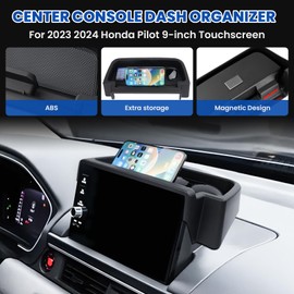 Autorder Center Console Dash Organizer for 2023-2026 Honda Pilot Accessories Dashboard Insert Tray with Cellphone Holder Storage Box with Anti-Slip Mat