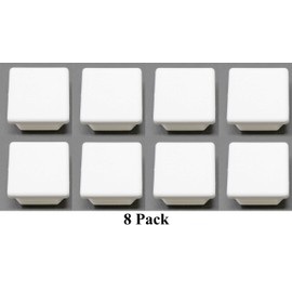 Universal Plastic 1-1/2 inch White Square Tubing Cap, Finishing Plug, Pipe Tubing End Cap, Durable Chair Glide (8)