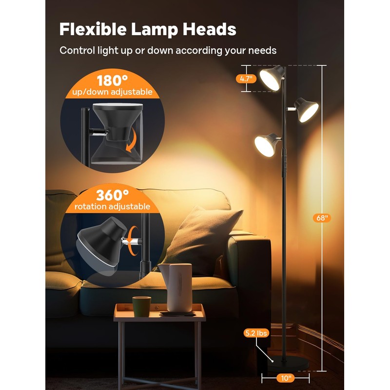 SIBRILLE RGBCW Floor Lamp, 36W Bright Color Changing Lamp, Modern