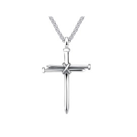 FFWTPY Cross Necklace for Men Women Stainless Steel Cross Pendant Necklaces Silver Black Cross Chain Necklace Cross Necklaces for Christmas Birthday (Silver two)