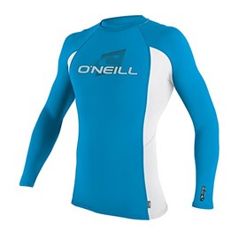 O'Neill Rash Vests - O'Neill Youth Skins Long Sleeve Crew Rash Vest - Sky/ White/ Sky