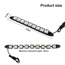 HIPOPY 2Pcs 9 LED Daytime Running Strip Lights DRL Kit, Flexible Bright Spot Fog Lamp, High Power Clearance Light, Auto Accessories Universal Fit Many Cars (White)