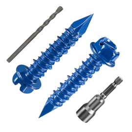 Wensilon(100 PCS) 3/16" * 1-1/4" Slotted Hex Washer Head Concrete Screws Anchor Kit Blue Flat Head for Anchoring to Masonry, Block or Brick Stucco