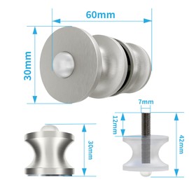iBath Shower Door Handle, Anti-Collision Glass Door knob Compatible with 6-10mm Glass, Double Side Shower Door Pull with Brushed Nickel.