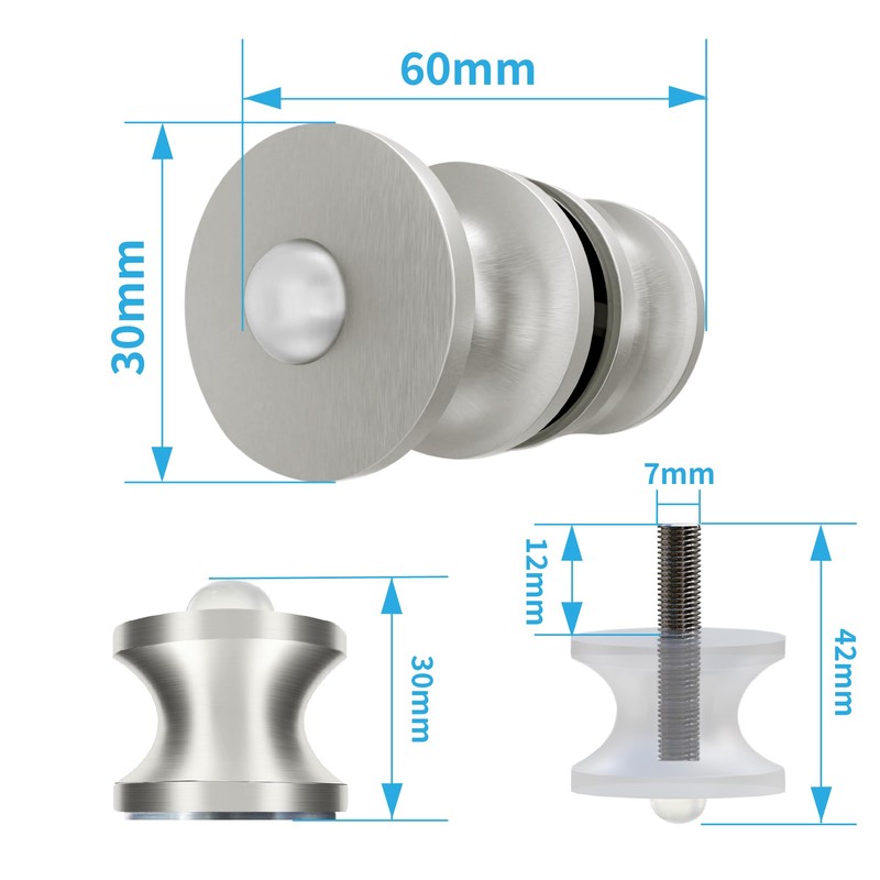 iBath Shower Door Handle, Anti-Collision Glass Door knob Compatible with