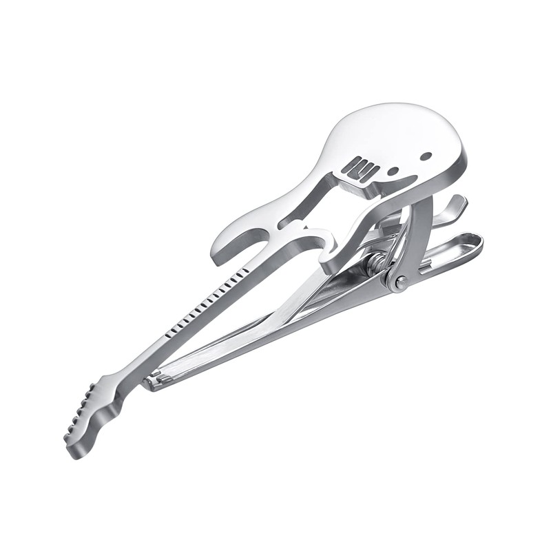 Yoursfs Guitar Tie Clip Music Silver Funny Tie Pin Funny