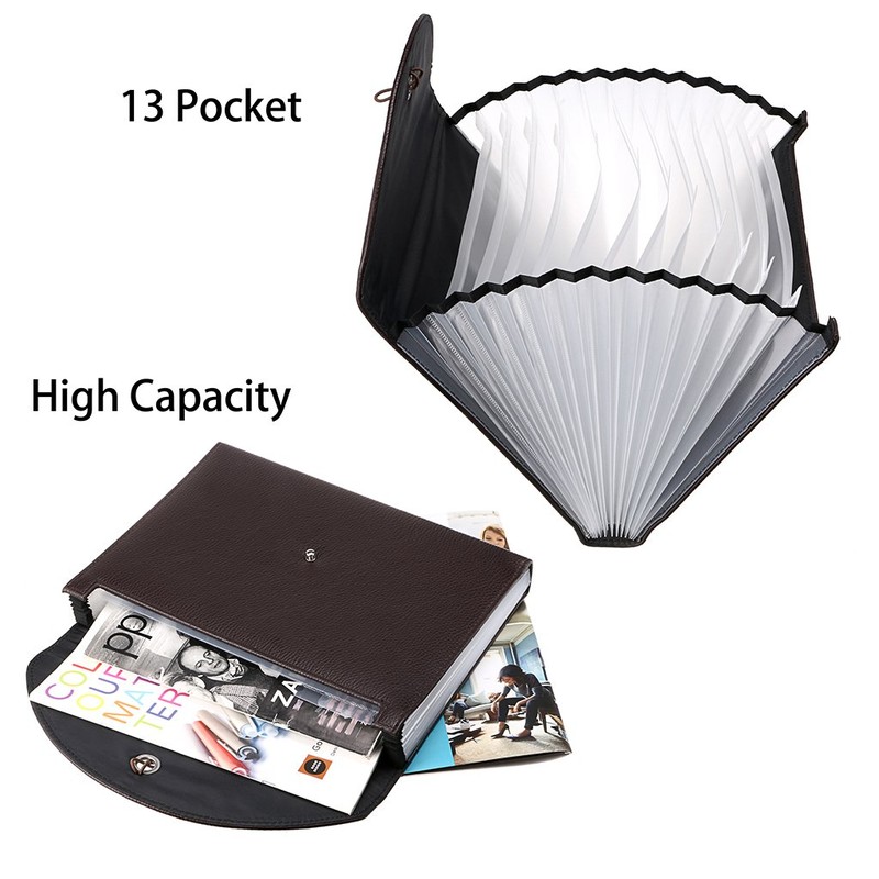 IGNPION PU Leather A4 Expanding Folder File Organisersn 13 Pocket