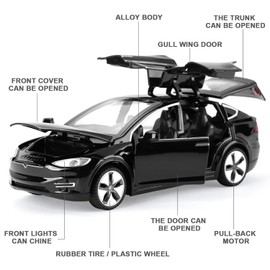 Toy Car 1: 32 Model X Car Pull Back for Kids Boys 3+ Years, Diecast Model Car with Sound and Lights, Gifts Toy Car for Boys Age 4-7