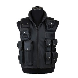 Sutekus Tactical Vest For Outdoor Paintball Airsoft Game Combat Training & Costume, Black, Medium