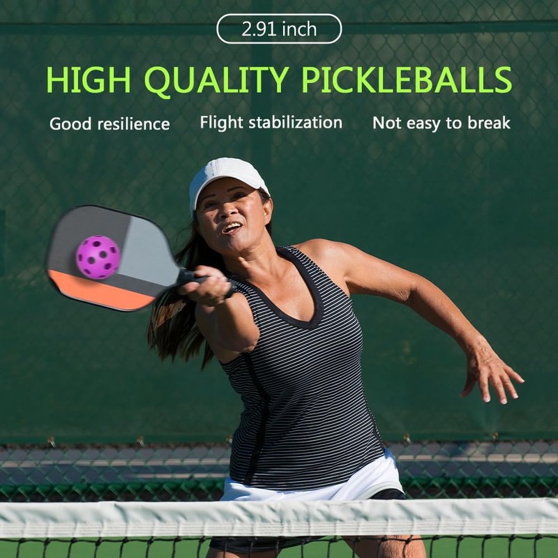 12 Pack Pickleball Balls, 40 Holes Outdoor Pickleballs, High Elasticity