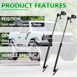 Front Hood Lift Supports for 2021+ Ford Bronco Accessories