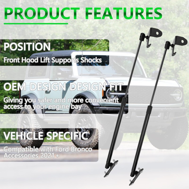Front Hood Lift Supports for 2021+ Ford Bronco Accessories