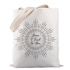 PWHAOO Jesus I Trust In You Divine Mercy Catholic Gift Eucharist Catholic Tote Bag Gift Eucharistic Revival Gift, Jesus I Trust Tote