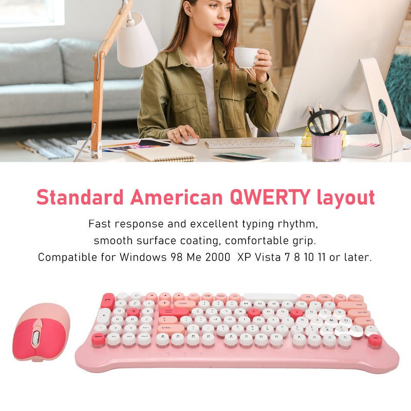 Wireless Keyboard and Mouse 2.4Ghz Connection Cute Keyboard Mouse Set