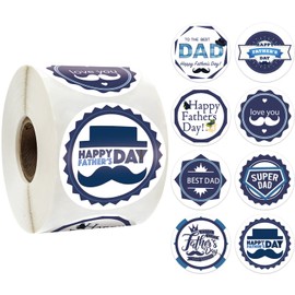 Happy Father's Day Stickers Fathers Day Gift Sticker Label Self Adhesive Gift Tags Label Stickers Cards Envelopes Seals Cookies Box and Gifts Wraps Decoration 500 Pcs/Roll