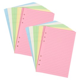 Horizontal Line Loose-leaf Paper, College Scratch 5-Color Filler Paper 6-Hole A5 Notebook 8.26x5.6 inches (21x14.2cm),100 Sheets/200 Pages (Lined-100 Sheets, A5)