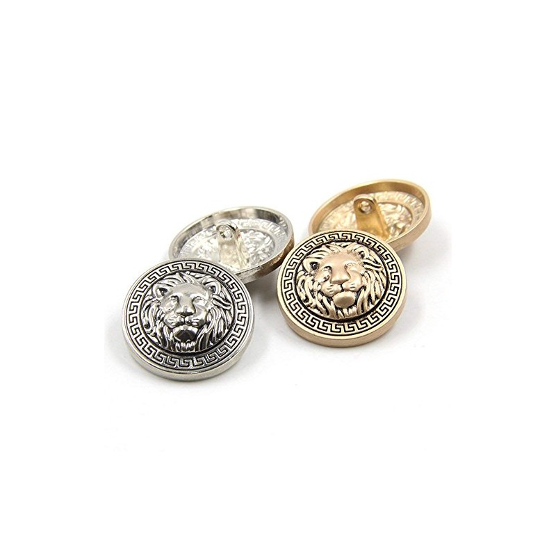 14PCS Clothes Button - 8Pcs×20mm and 6Pcs×25mm Lion Head Metal