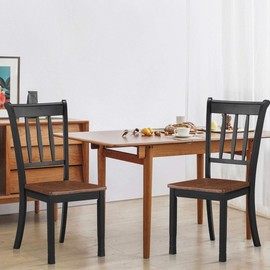 Giantex Wood Dining Chairs Set of 2, Armless Kitchen Chairs w/Solid Rubber Wood Frame, Easy to Assemble Dining Side Chair, Farmhouse Dining Room Chairs