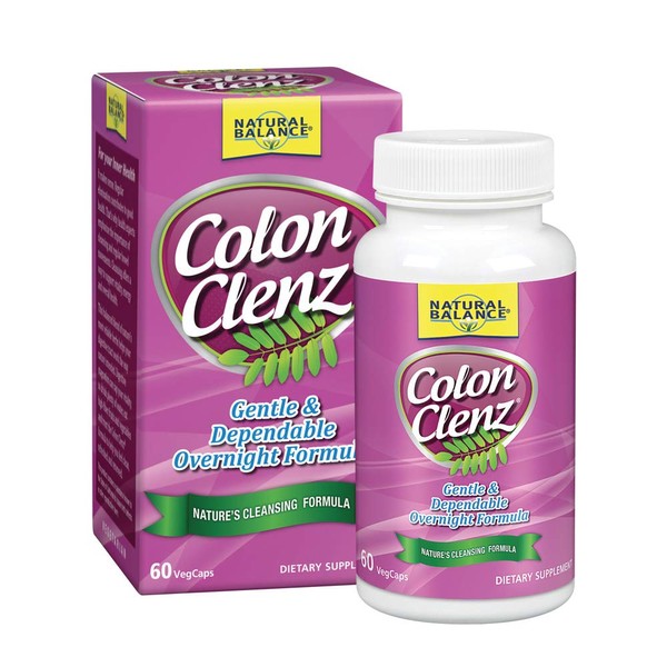 Natural Balance Colon Clenz | Herbal Colon Cleanse & Detox Supplement | Gentle & Dependable Overnight Formula (60 CT)