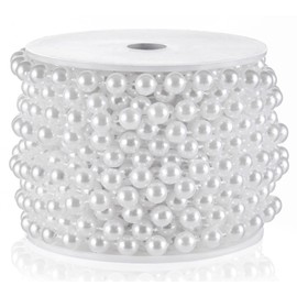 Craft String Pearls 8MM Pearl Bead, 33 Feet White Faux Pearl Garland Spool Roll Strand Wedding Party Decoration