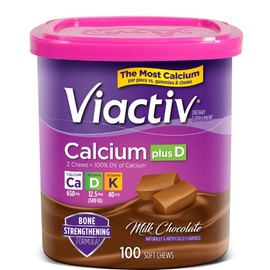 Viactiv Max Formula Calcium +Vitamin D3 Supplement for Bone Health Milk Chocolate, 100 Soft Chews - 5 Pack