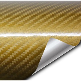 VVIVID Epoxy High Gloss Carbon Vinyl Automotive Wrap Film DIY Easy to Install No Mess (10ft x 5ft, Gold)