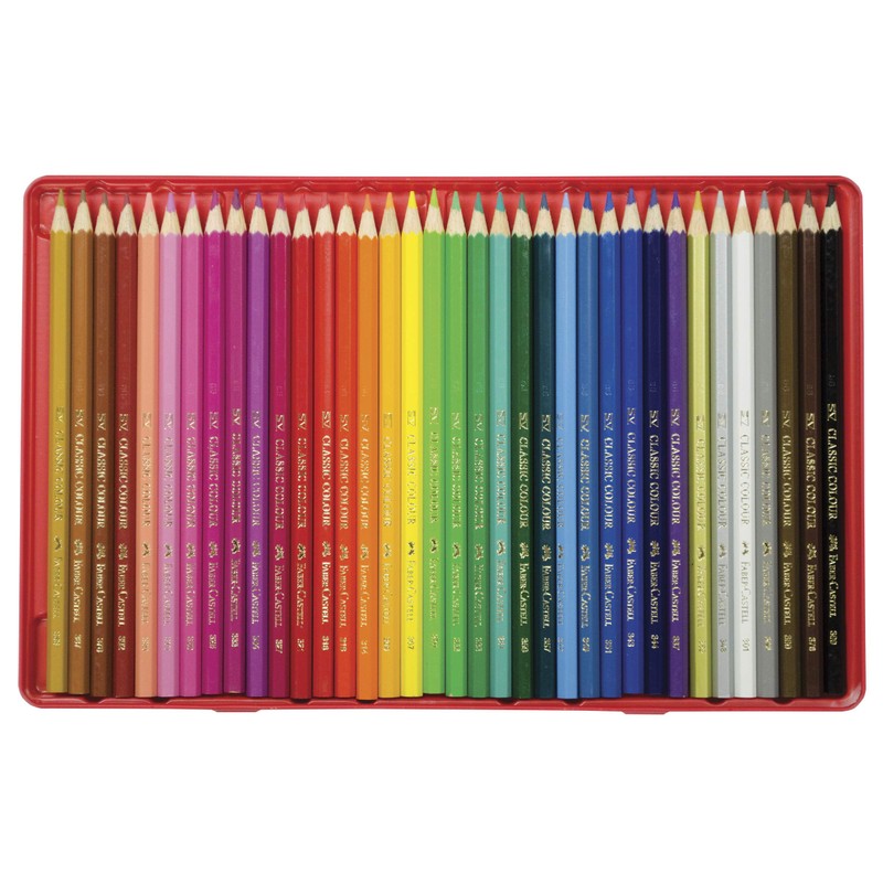 Faber-Castell Classic Colored Pencils Tin Set, 36 Vibrant Colors In