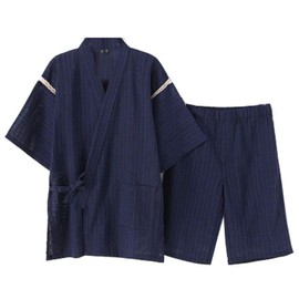 OWLONLINE Japanese Yukata Kimono Wave Short Sleeve Pyjamas, Color8-Size L