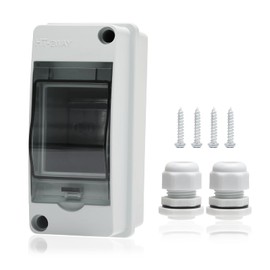 KERWINN 2 Way Distribution Protection Box,ABS/PC Alloy Plastic Transparent Cover Circuit Breaker Box IP66 Waterproof Distribution Box with DIN Rail and Waterproof Connector
