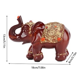 Tissting Feng Shui Red Elephant Statue 7.1x3.2x5.1in - Wealth Good Luck Resin Elephant Figurine for Home Office Desk Bookshelf Decor