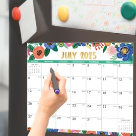 Magnetic Calendar for Fridge - Calendar 2025 from Jan.2025 - Dec.2025, Magnetic Calendar 2025, 8" × 10",Tear-off Pad, Blocks with Julian Dates - Floral