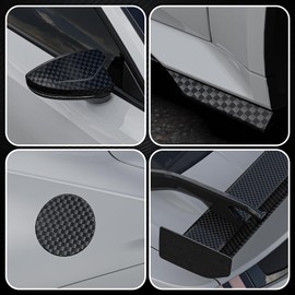 Lypumso Carbon Fiber Vinyl Wrap, High Gloss Black Vinyl Film with Air Release Technology Suitable for Auto Exterior Interior Decor, Glossy Grid Brushed Metal Self Adhesive Decal for Cars 1ft x 5ft