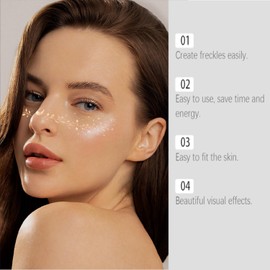 Glitter Freckles Face Tattoo, Glitter Freckles for Face, 6 pcs Gold Sparkle Freckles, Face Glitter Makeup Patches (Gold-Style-3)