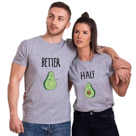 Couple Shirt for Him&Her Funny Couple T-Shirt Better&Half Summer 1 Piece(Grey-Better,L)