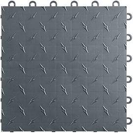 Speedway Garage Floor Diamond Tile, 12 x 12-Inch, Grey, 50-Piece Set