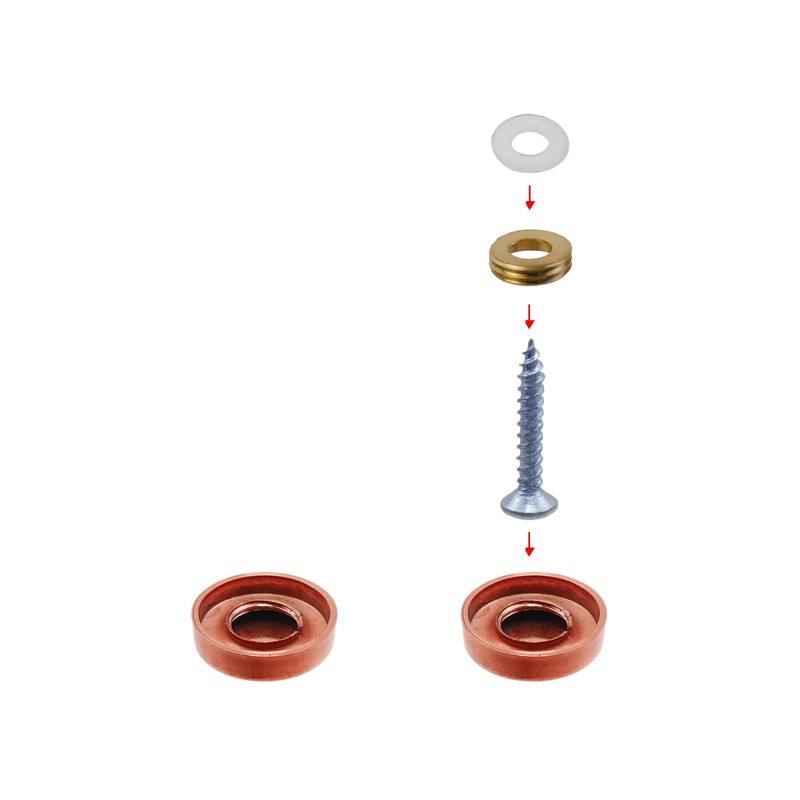 Decorative Mirror Screws, Red Copper Tone, 0.75"/19mm Cap Dia-12pcs