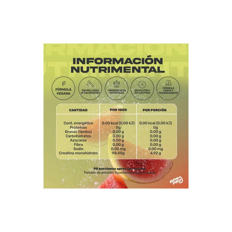 Creatina Monohidratada BPN Pro Sabor Sandía de 450 g para