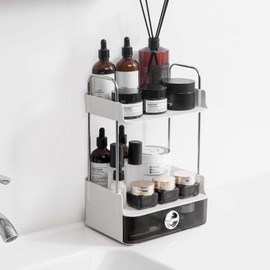 Mini Skincare Organizers,2-Tier Drawer Bathroom Organizer Countertop,Small-Sized cosmetic storage rack suitable for delicate girls,Organizer Shelf for Vanity Storage,Multi-Purpose Makeup Organizer