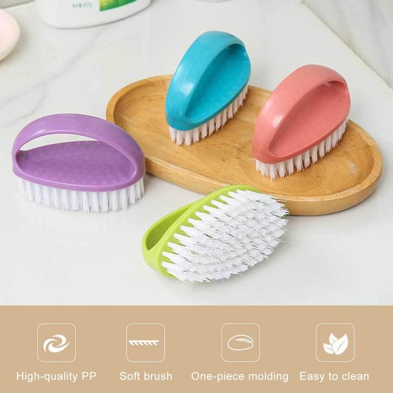 4 Pieces Hand Nail Brushes, Solid Bristles, Plastic Brush, Stiff