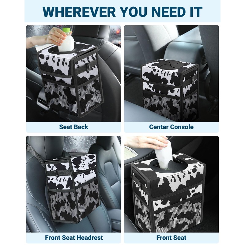 Capolo Car Trash Can with Lid, Leakproof Car Trash Bag