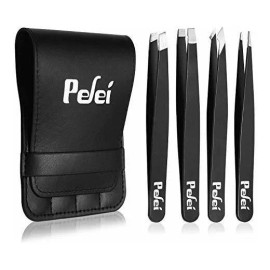 Pinzas Depiladoras Para Cejas De Acero Inoxidable Negro 4 Pz
