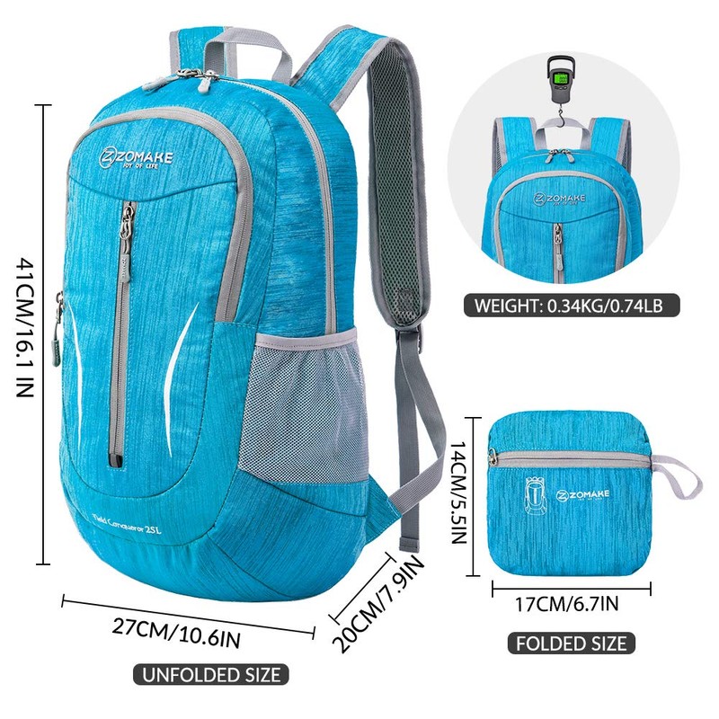 ZOMAKE Foldable Backpack 25L - Lightweight Folding Backpacks Packable Hiking