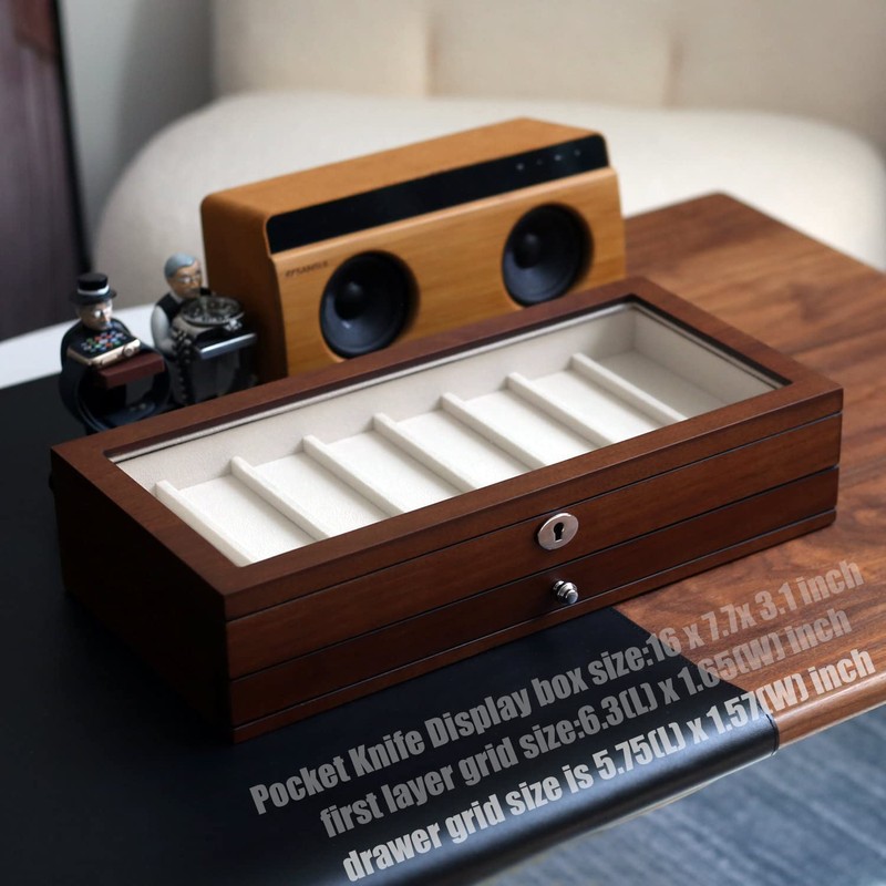 Besforu Pocket Knife Display Case for men collection holder 15-17