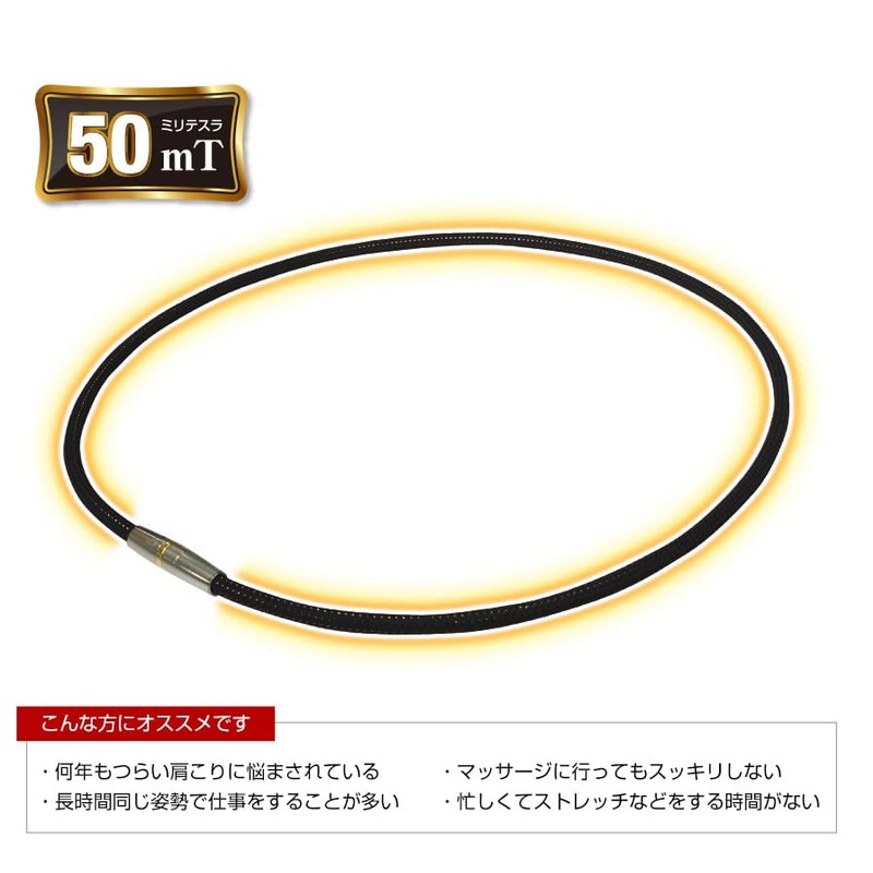 Phiten RAKUWA Magnetic Titanium Necklace, Metal Top, 19.7 inches (50
