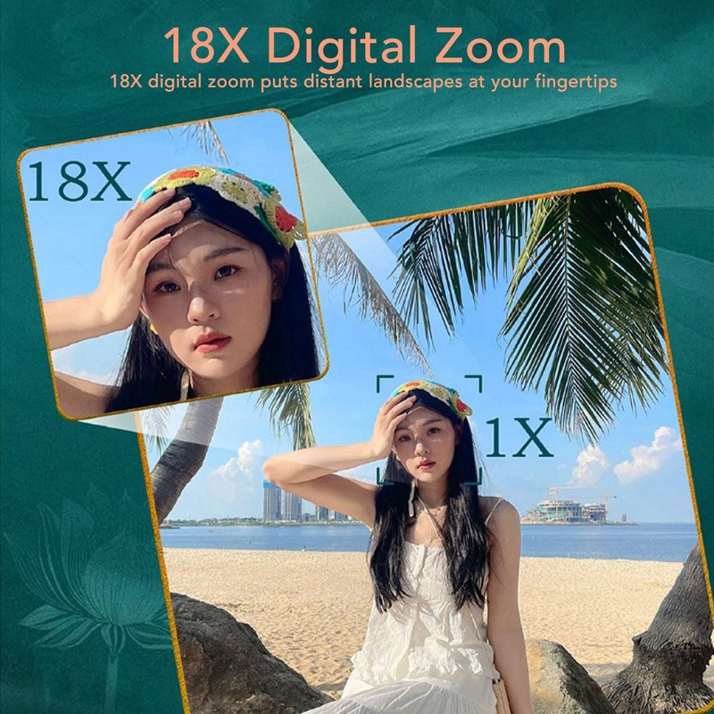 Digital Camera 4K 64MP MP3 Player 18X Zoom Auto Focus