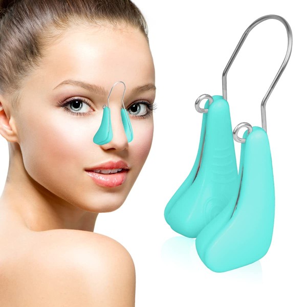 FERNIDA Nose Shaper Clip, Soft Silicone Nose Straightener Nose Shaper for Wide Noses Pain-Free Lifting Nose Reshape Slimmer (Sky Blue)