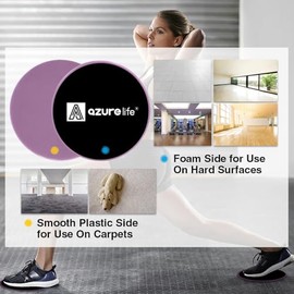 A AZURELIFE deslizadores de ejercicio para el núcleo, discos deslizantes de doble cara para uso en alfombras o suelos de madera dura, ligeros y portát