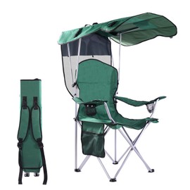 CozyBox Portable Folding Camping Chairs with Canopy Shade, Beach Chair for Adults, Durable Weather Resistant 600D Oxford Cloth, Camping Chair with Canopy for Outdoors [Green]