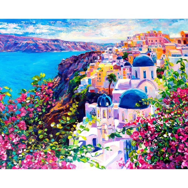 Santorini Seascape - Paint by Number Kit - 16"x20" (40x50cm)